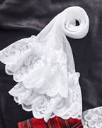Sexy Uniform Cosplay See-through Lace Plaid Patchwork Erotic Lingerie Set with Stockings