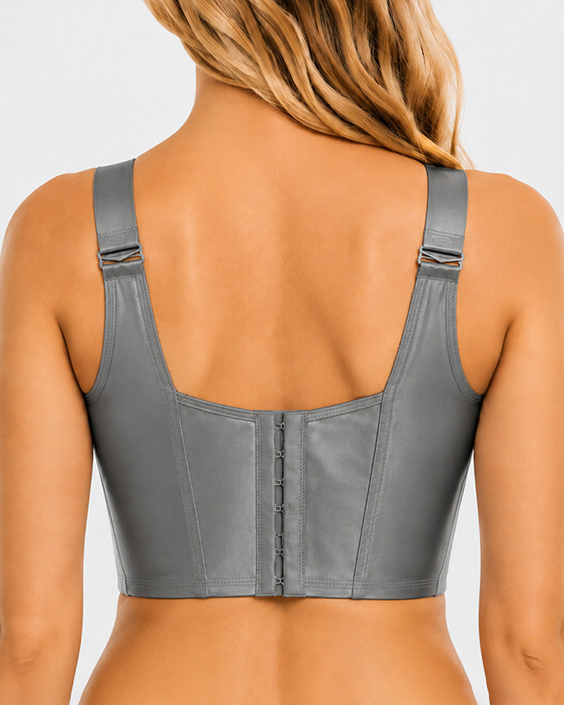 Front Closure Wide Straps Cup Full Coverage Push Up Bra