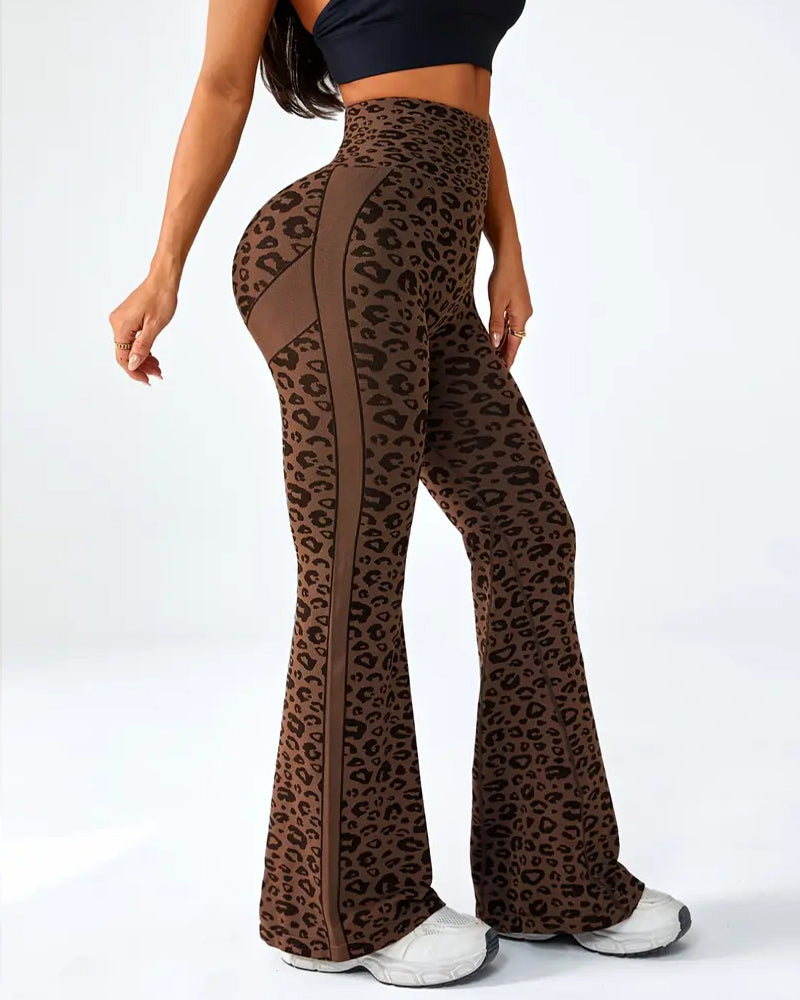 Women's Seamless Leopard Print High-Waisted Elastic Sports Yoga Pants