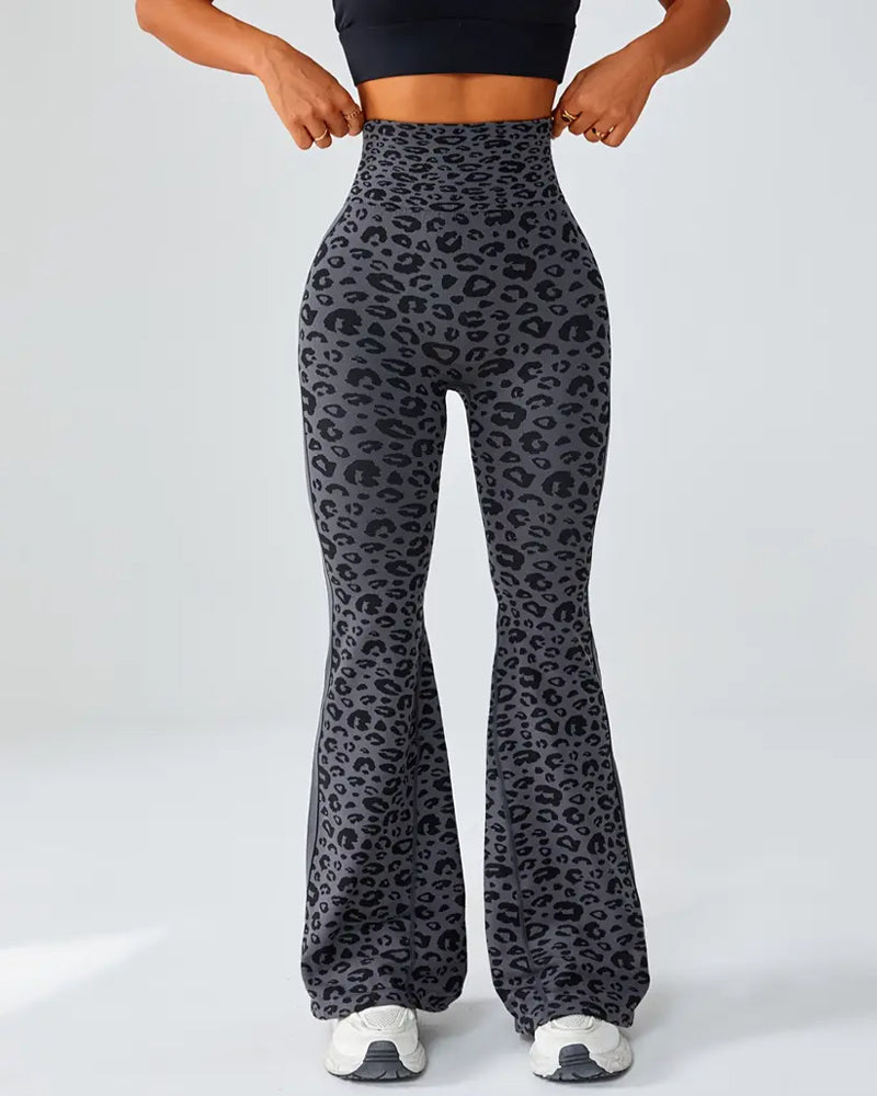 Women's Seamless Leopard Print High-Waisted Elastic Sports Yoga Pants