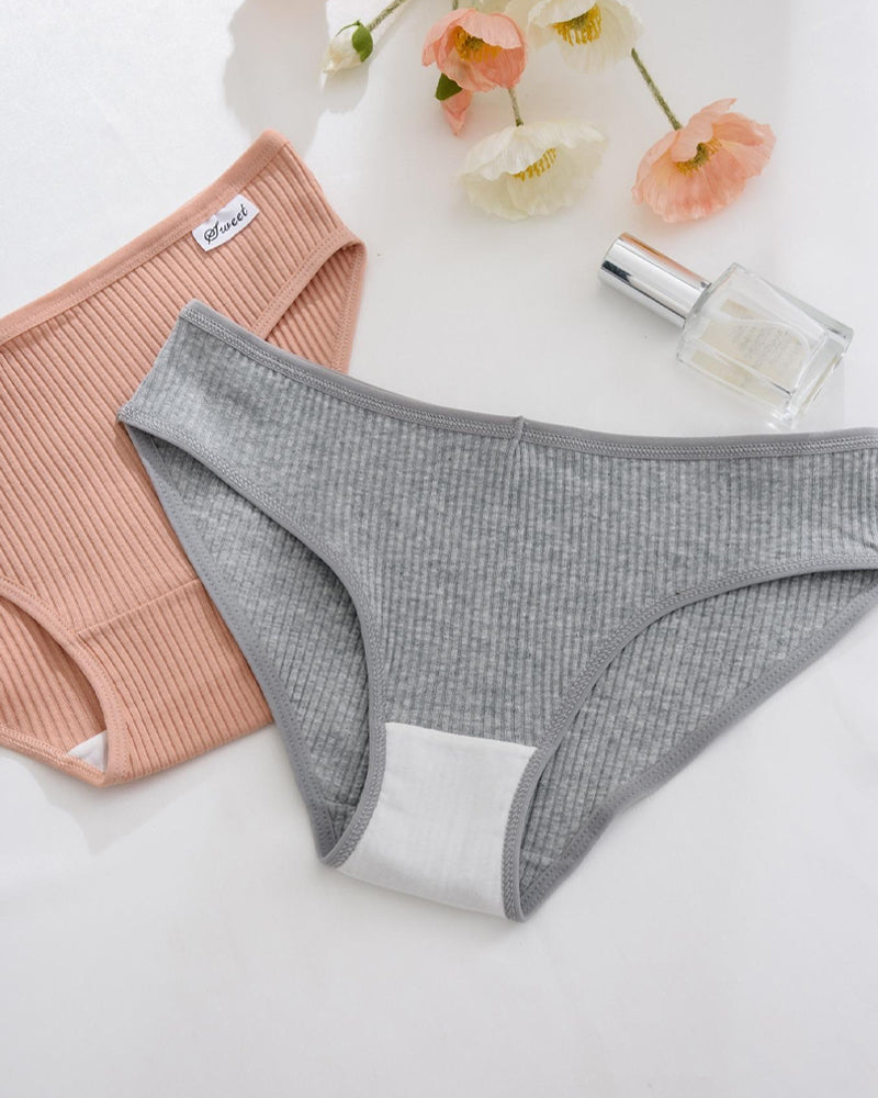 Women's Solid Color Vertical Striped Knit Stretch Seamless Thong
