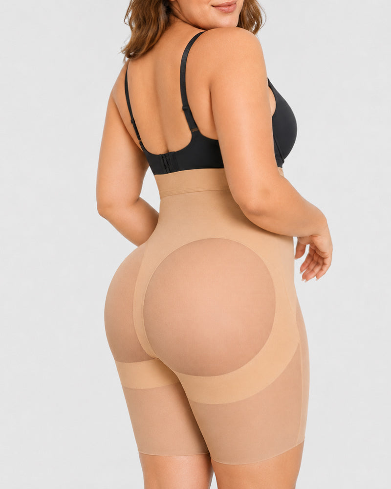 High Waist Tummy Control X-shaped Mesh Breathable Shaping Shorts