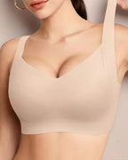 Women's Wire-free Seamless Double-layer Lifting Shoulder Straps Full Cup Push-up Jelly Bra