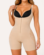 Open Bust Tummy Control with Zipper See-through Mesh Seamless Shapewear