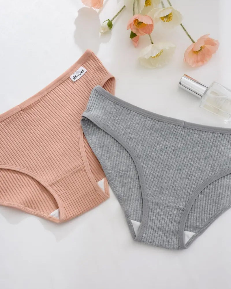 Women's Solid Color Vertical Striped Knit Stretch Seamless Thong