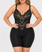 Women's V Neck Lace Stretch Seamless Bodysuit Shapewear