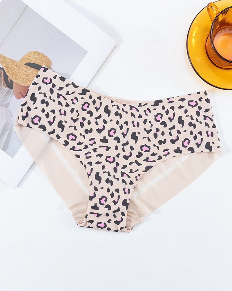 Sexy Animal Print Ice Silk Seamless See-through Mesh Panties