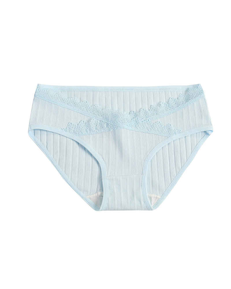 Lace-trimmed Pure Cotton Breathable Comfort Stretch Briefs