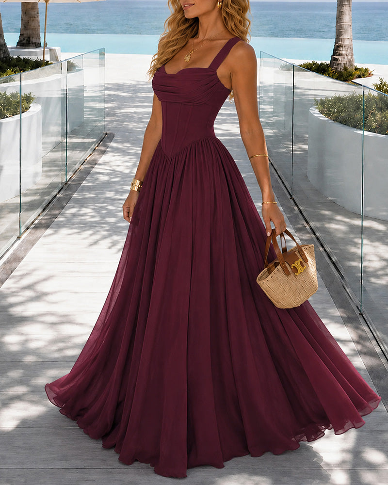Women's Tight-fitting Corset Sleeveless Long Dress