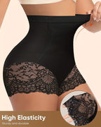 Women's High-Waisted Tummy Control and Butt Lifting Lace Seamless Shaping Panties