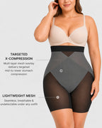 High Waist Tummy Control X-shaped Mesh Breathable Shaping Shorts