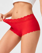 Six-Pack Seamless Ice Silk Lace Trim Print Boxer Briefs