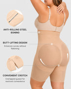 High Waist Tummy Control X-shaped Mesh Breathable Shaping Shorts