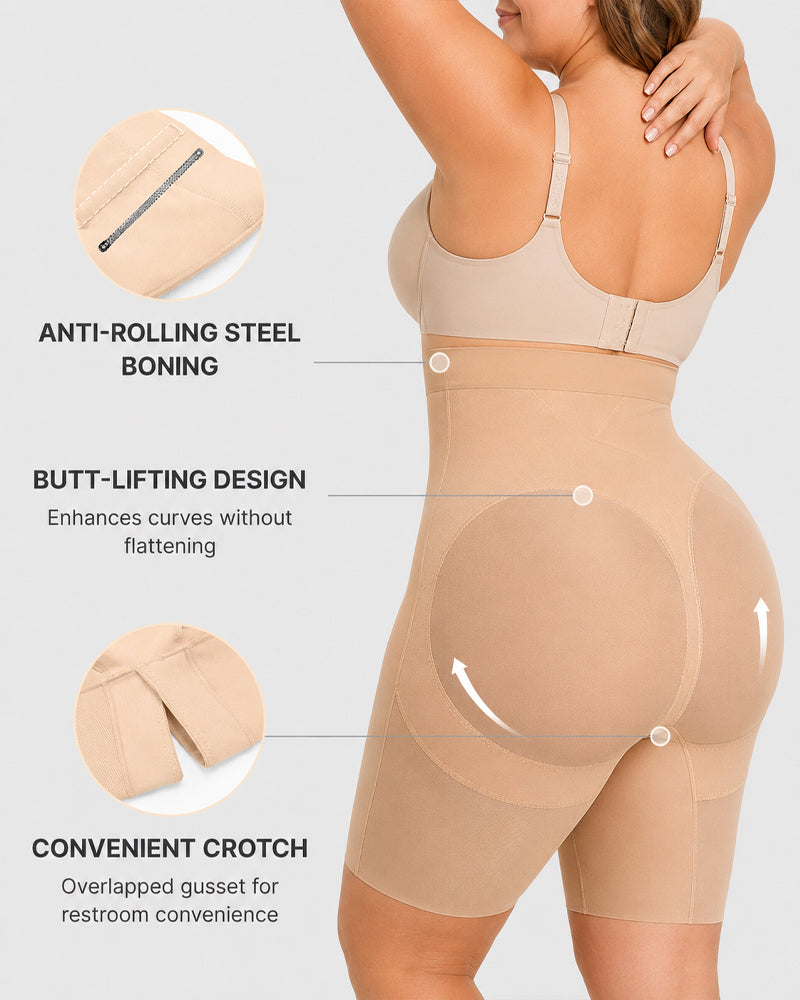 High Waist Tummy Control X-shaped Mesh Breathable Shaping Shorts