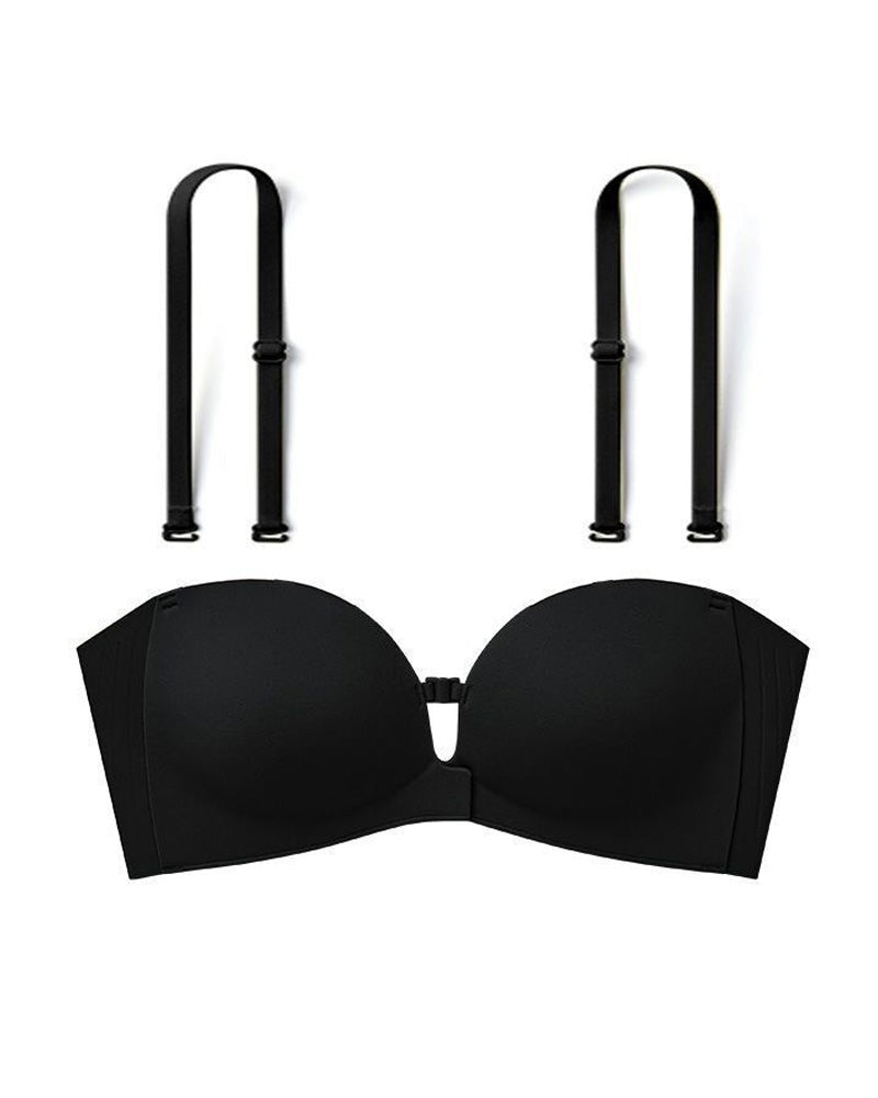 Double Front Closure Strapless Seamless Wire-free Push-up Bra