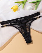 Multiple-Pack Sexy Lace Mesh Metal Buckle Decoration Thongs