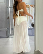 Sexy Tube Top Hollow Slit Beach Dress