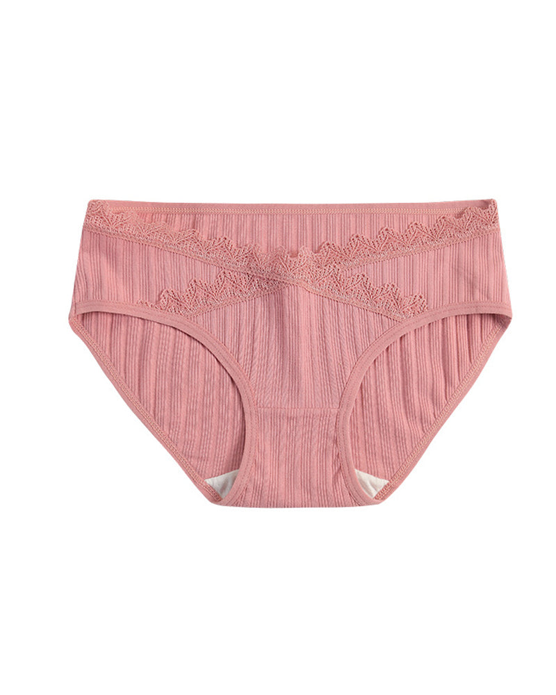 Lace-trimmed Pure Cotton Breathable Comfort Stretch Briefs