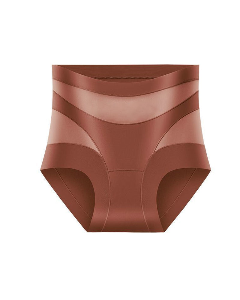 Women's High-Waisted Mesh Panel Elastic Breathable Seamless Invisible Panties