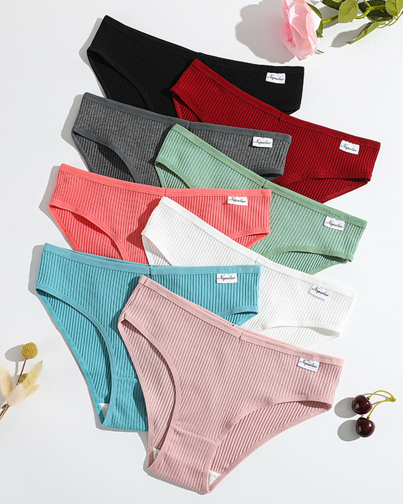 Women's Solid Color Vertical Striped Knit Stretch Seamless Thong