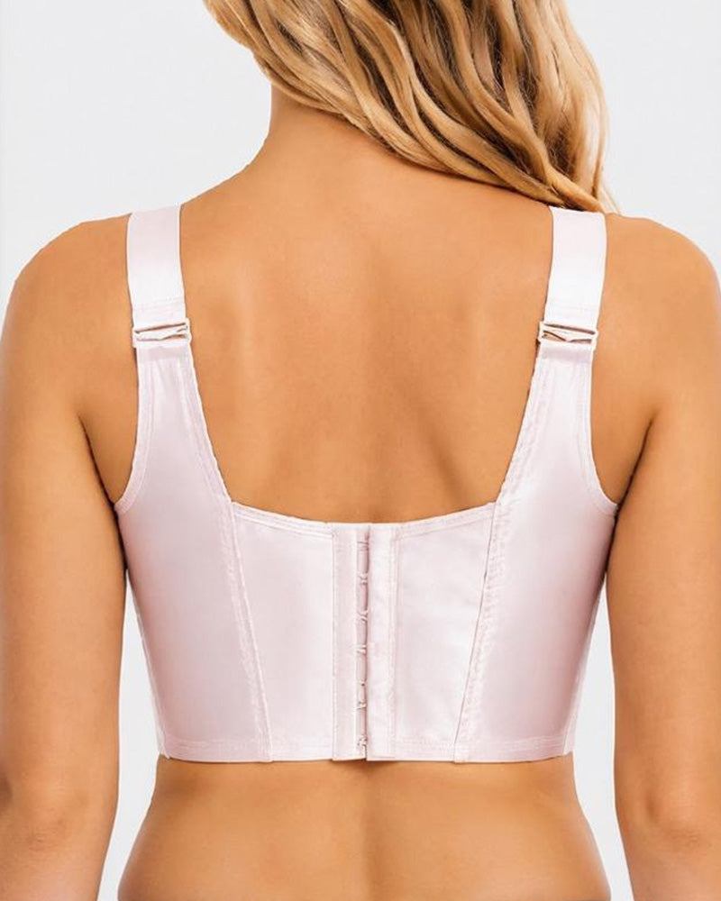 Front Closure Wide Straps Cup Full Coverage Push Up Bra