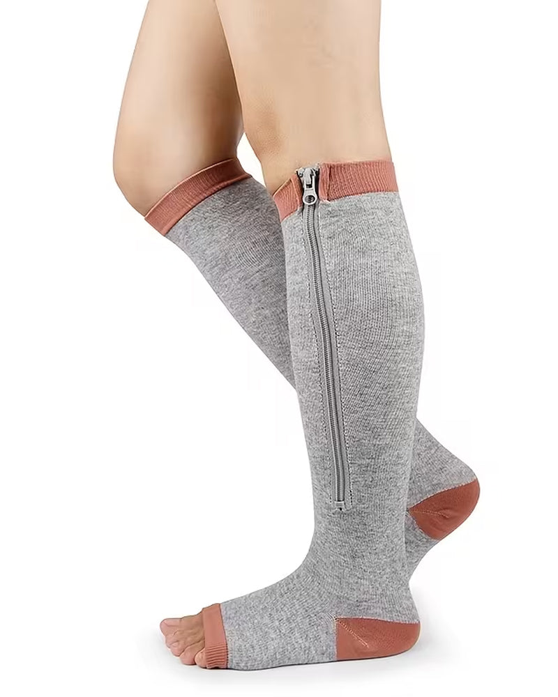 Multi-pack of Zippered Breathable Elastic Compression Stockings