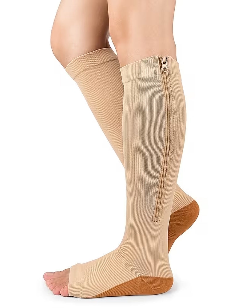 Multi-pack of Zippered Breathable Elastic Compression Stockings