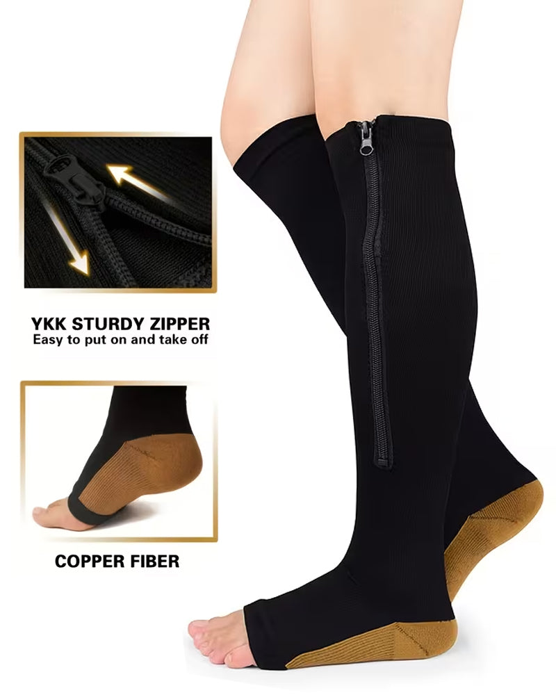 Multi-pack of Zippered Breathable Elastic Compression Stockings