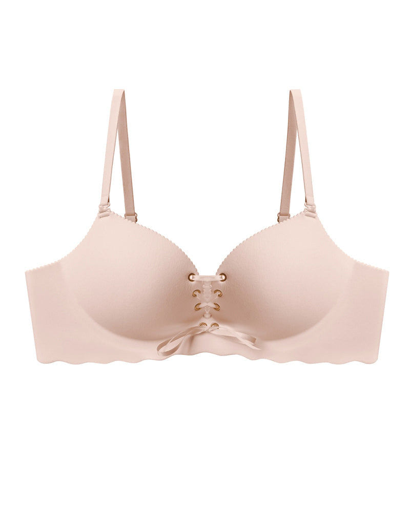 Women's Sexy Drawstring Push-Up Detachable Shoulder Straps Wire-Free Comfort Bra
