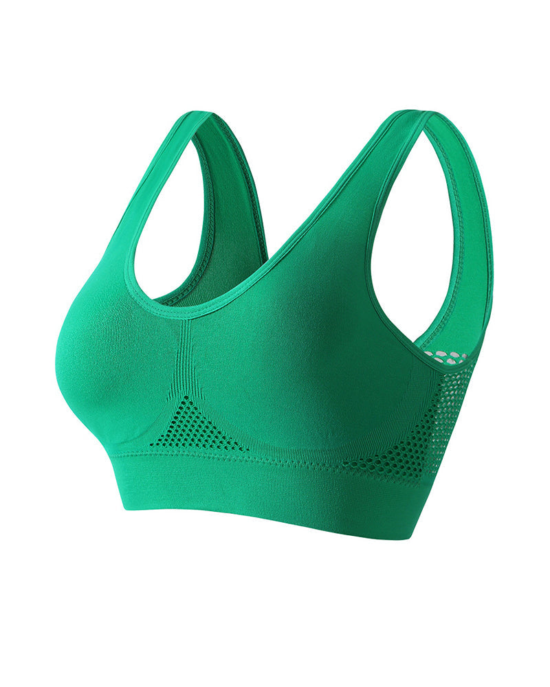 Casual Seamless Elastic Band Removable Pads Integrated Sports Bra