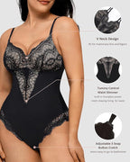 Women's Lace V Neck Tummy Control Bodysuit
