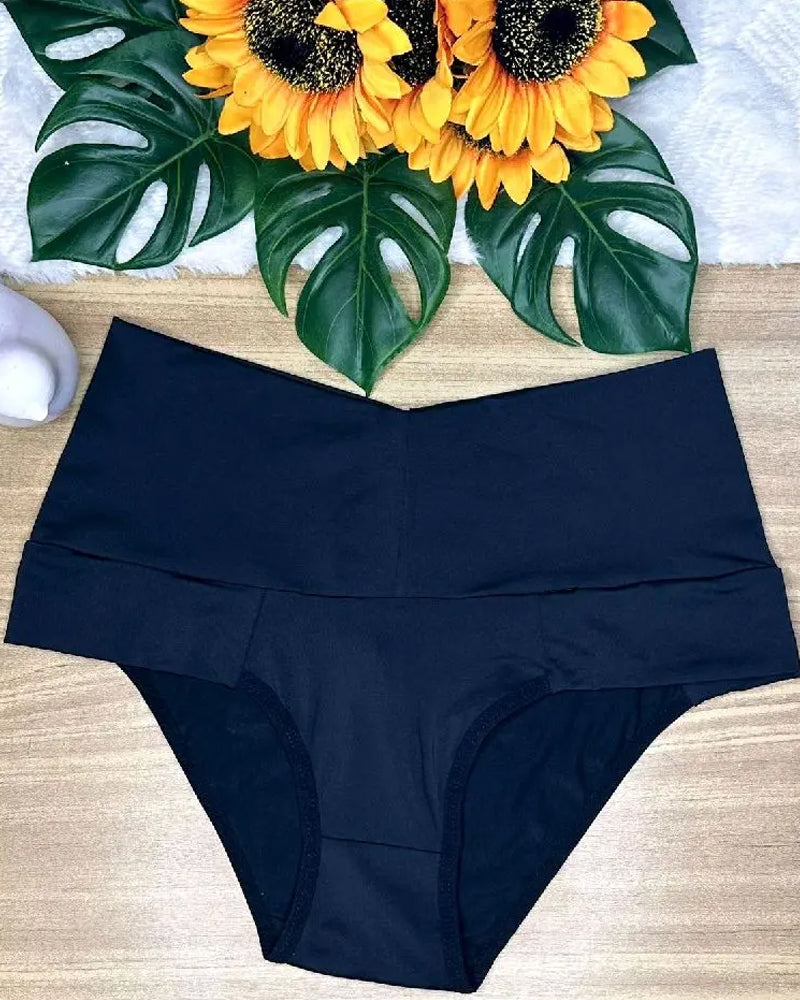 Women's High-waisted Stretch Solid Color Soft Comfortable Briefs