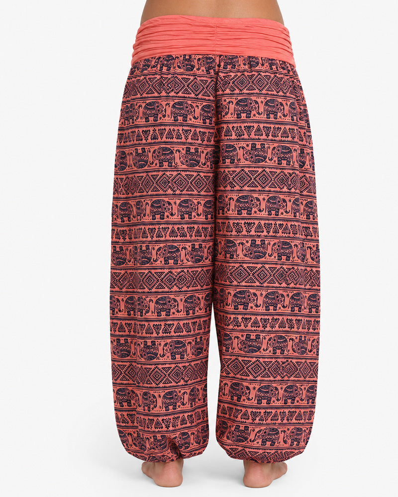 Casual Loose Retro Print Wide-leg Pants
