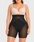 High Waist Tummy Control X-shaped Mesh Breathable Shaping Shorts