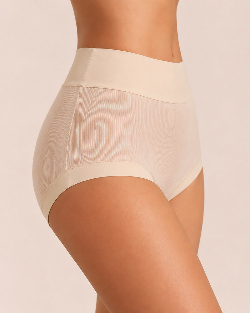 5-Pack High Waist Ribbed Pure Cotton High Elastic Briefs