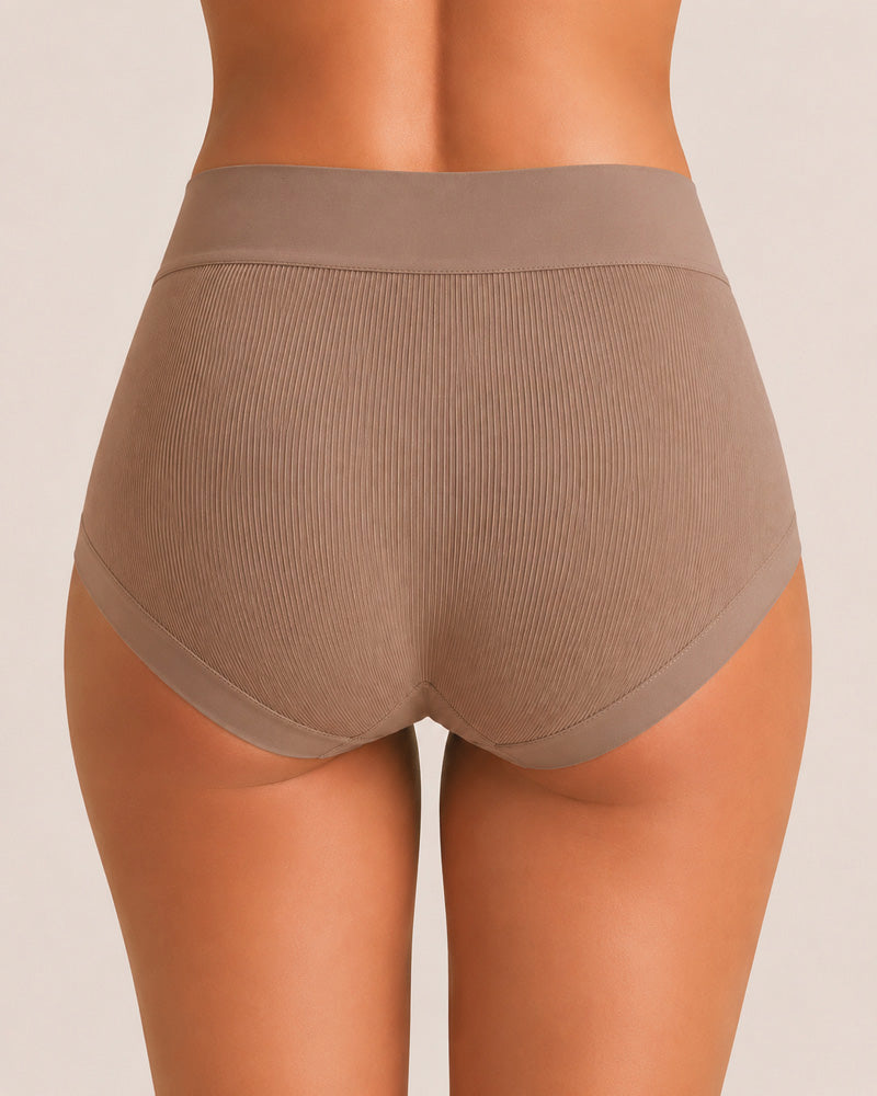 5-Pack High Waist Ribbed Pure Cotton High Elastic Briefs