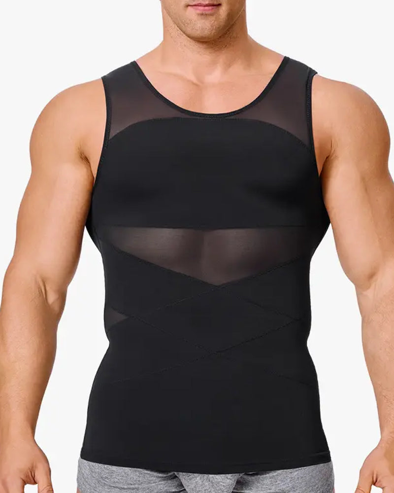 Men's High Elastic Seamless Tummy Control Mesh Breathable Shaping Vest