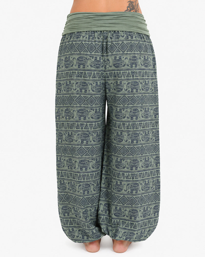 Casual Loose Retro Print Wide-leg Pants