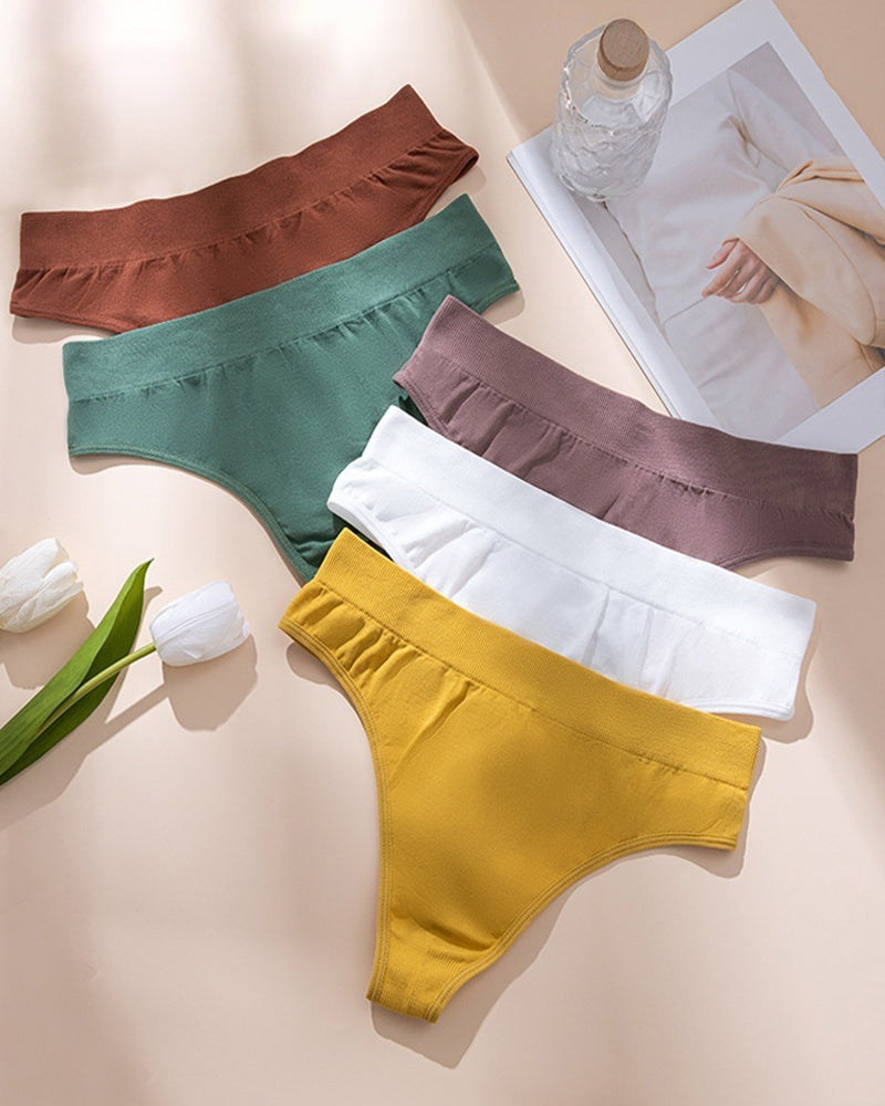 Women's Seamless Sports Fitness Solid Color Elastic T-Thong