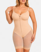 Full Body Mid Thigh Front Zipper Seamless Bodysuit Shapewear