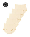 Five-Pack Pure Cotton High Waist Tummy Control Ribbed Briefs