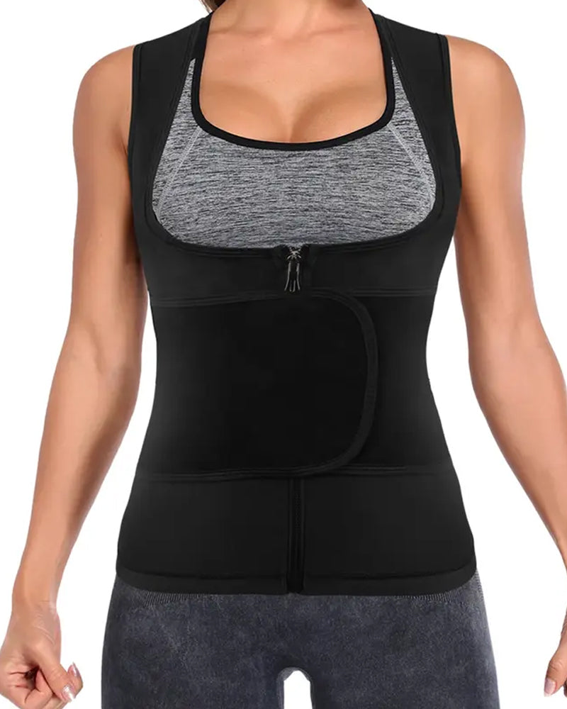 Women's Sweat-Inducing Adjustable Zipper Abdominal Shaping Sauna Waist Training Vest