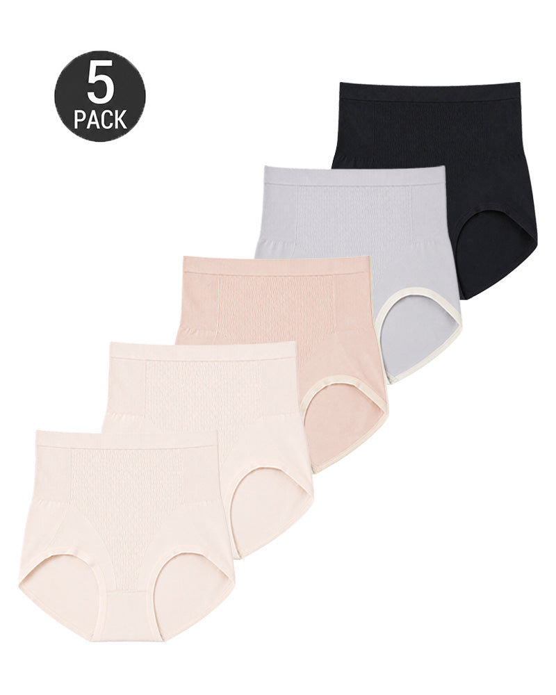 5-Pack Pure Cotton High Waist Tummy Control Hip Lift Seamless Panties