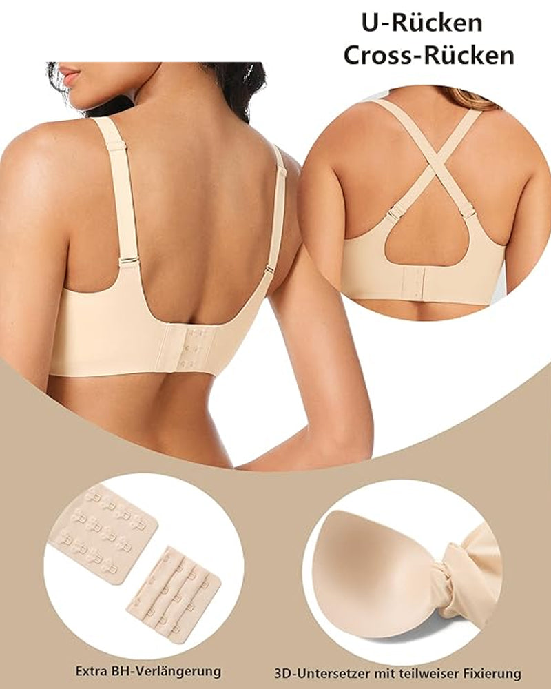 Women's Wire-Free Teardrop Hollow-Out Wave Seamless Push-Up Bra