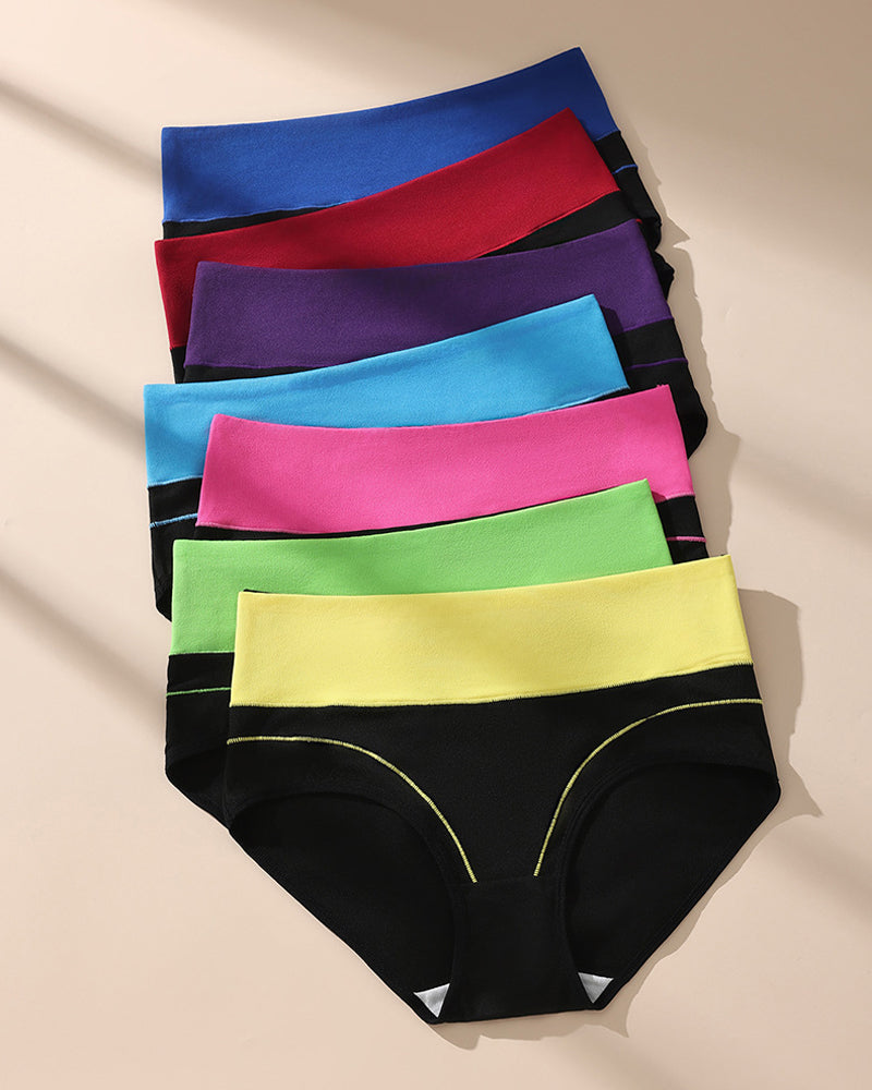 Women's  High Waist Colorblock Seamless Cotton Briefs