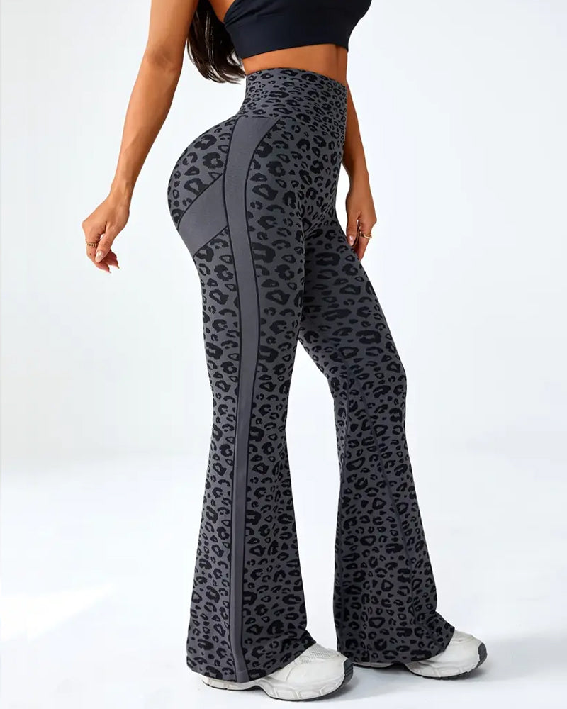 Women's Seamless Leopard Print High-Waisted Elastic Sports Yoga Pants