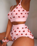 Casual Printed Comfortable Breathable Tank Top and Shorts Loungewear Set