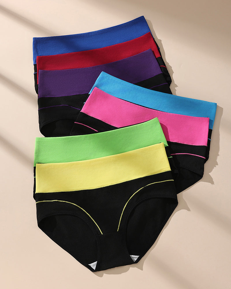Women's  High Waist Colorblock Seamless Cotton Briefs