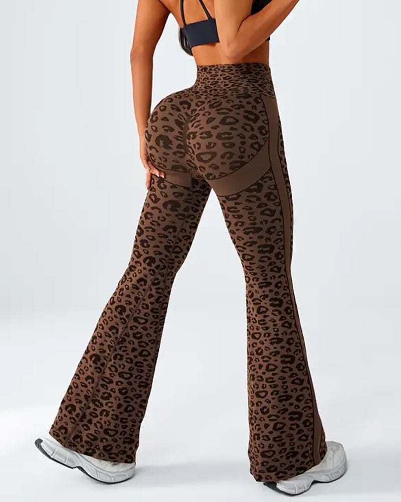 Women's Seamless Leopard Print High-Waisted Elastic Sports Yoga Pants