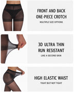2-Pack 20D High-Waisted Sheer Silky Nylon Pantyhose